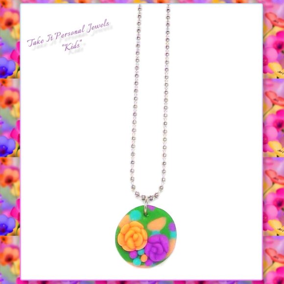 Girl's Spring Flower Pendant Necklace - Picture 2 of 3